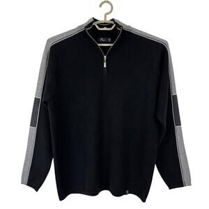 Neve Men's Quarter 1/4 zip Pullover Sweater XL Wool Blend ski winter cabin